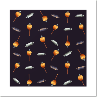 Pattern Halloween apples and candies Posters and Art